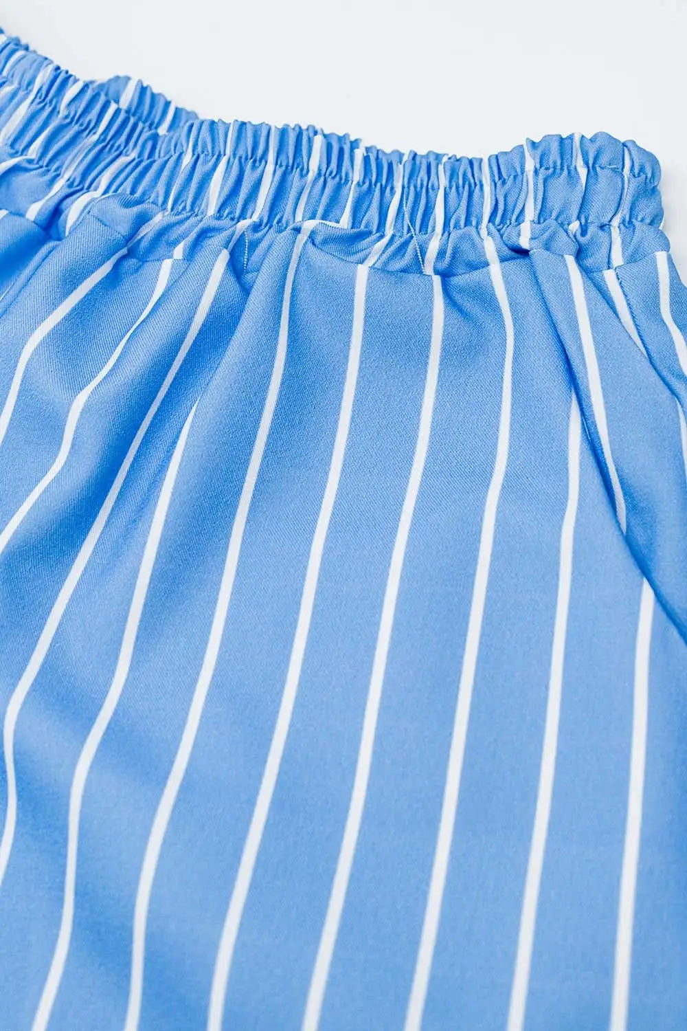 Blue Striped Flowing Shorts - Pants