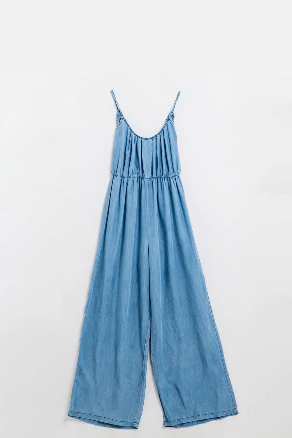 Sleevless Tencel Denim Jumpsuit With Elastic Waist - Dresses