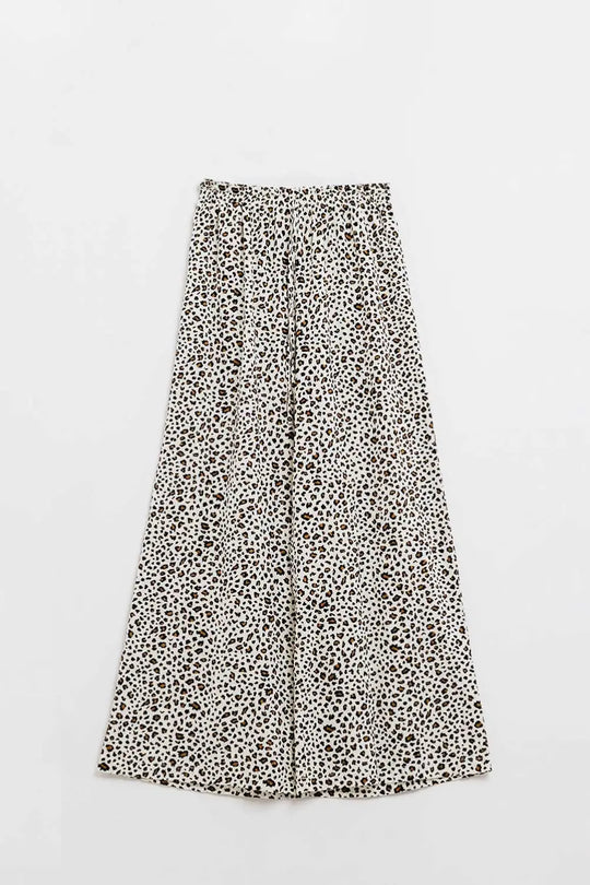 Elasticated Waist Straight Leg Pants In Leopard Print - Pants