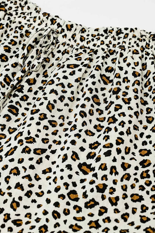 Elasticated Waist Straight Leg Pants In Leopard Print - Pants