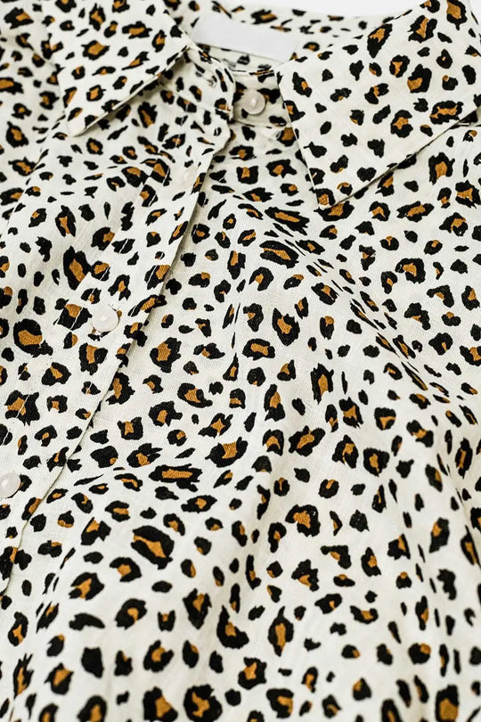 Relaxed Oversized Leopard Print Short Sleeves Shirt - Shirts