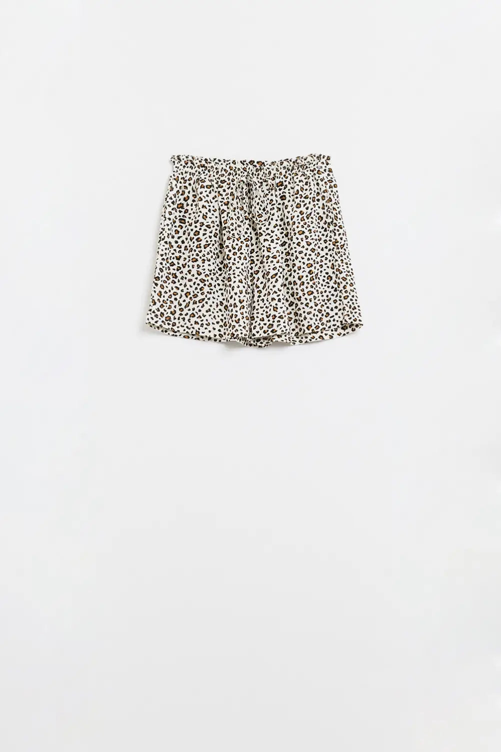 Leopard Print Shorts With Elasticated Drawstring Waist - Pants