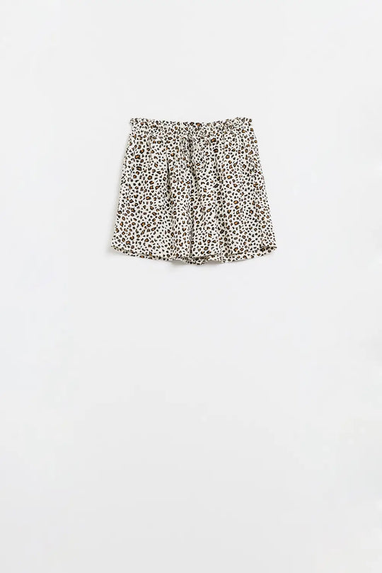 Leopard Print Shorts With Elasticated Drawstring Waist - Pants