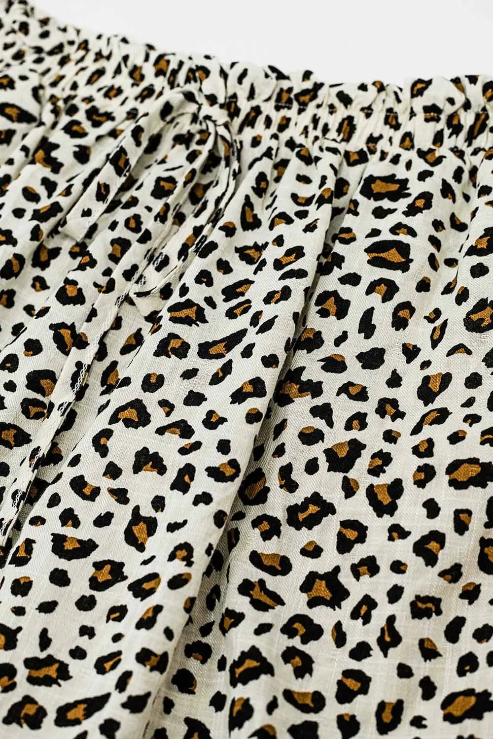 Leopard Print Shorts With Elasticated Drawstring Waist - Pants