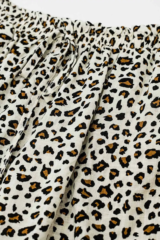 Leopard Print Shorts With Elasticated Drawstring Waist - Pants