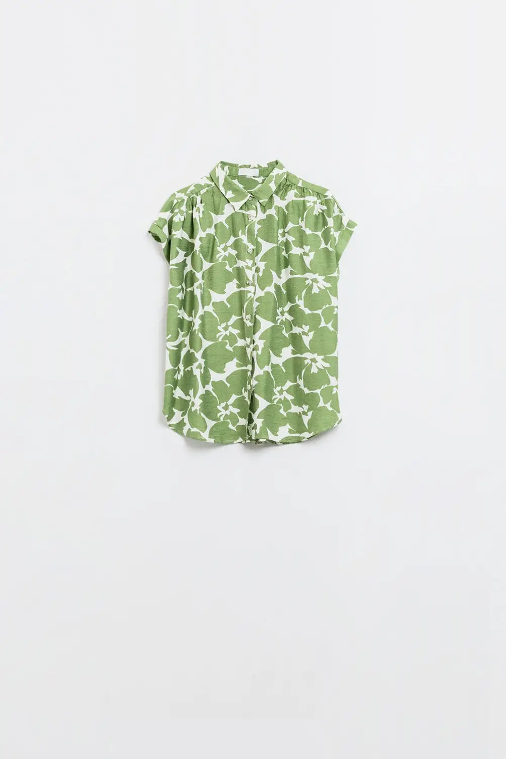Relaxed Floral Print Shirt In Green - Shirts