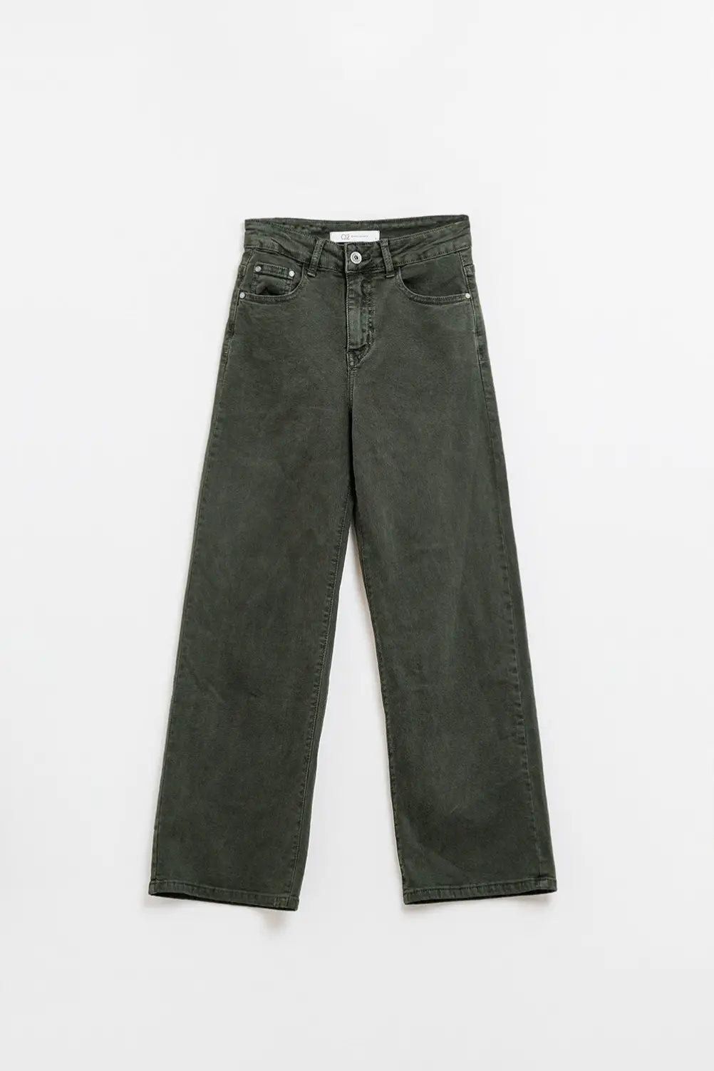 Cropped wide leg jeans in khaki - Colored Jeans