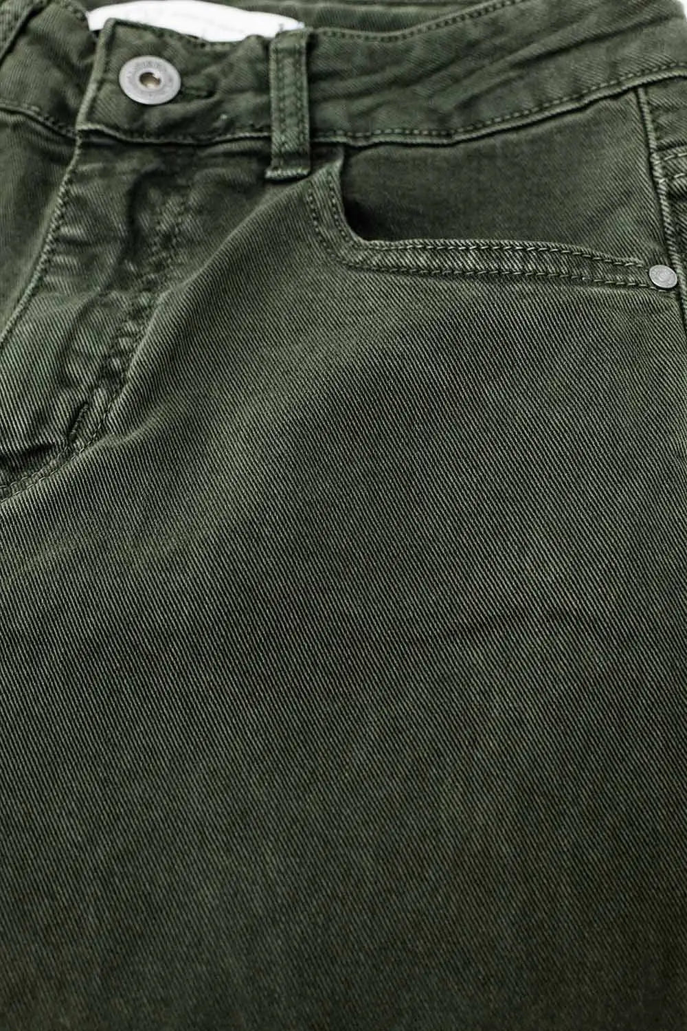 Cropped wide leg jeans in khaki - Colored Jeans