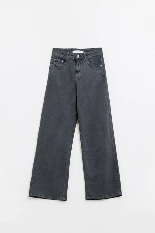 Cropped wide leg jeans in gray - Colored Jeans