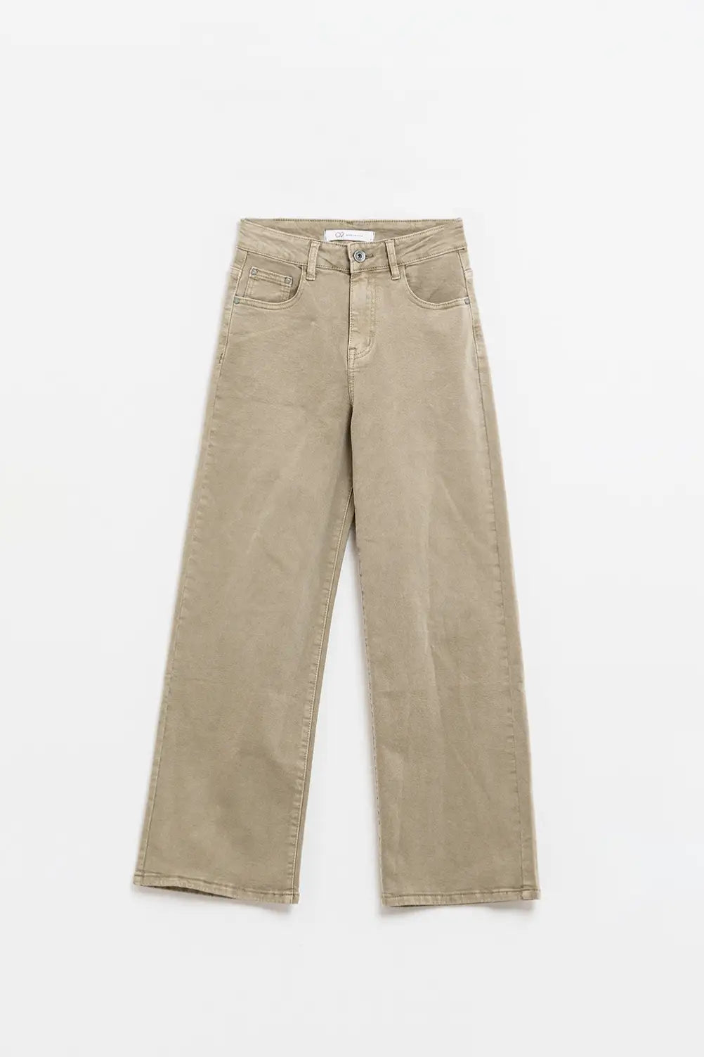 Cropped wide leg jeans in beige color - Colored Jeans