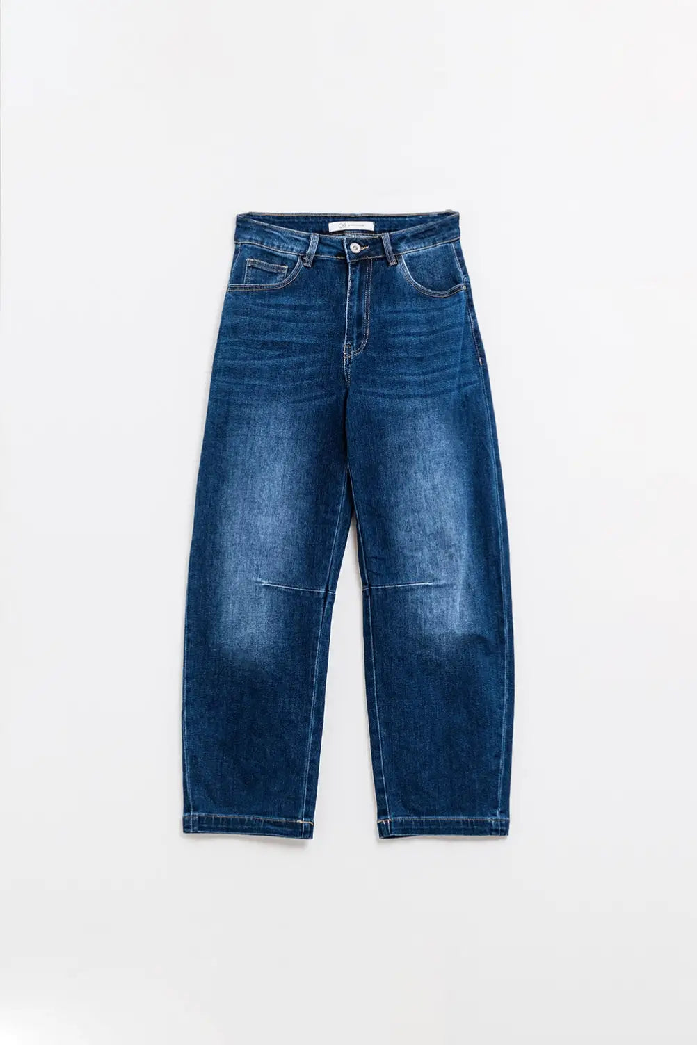 Blue Straight Jeans With Seam Details