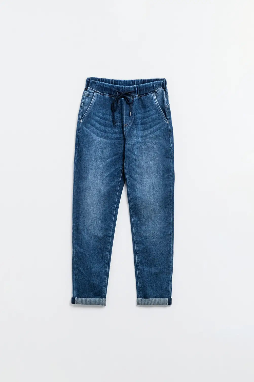 dark wash Jeans With Drwastring and Elastic Waist