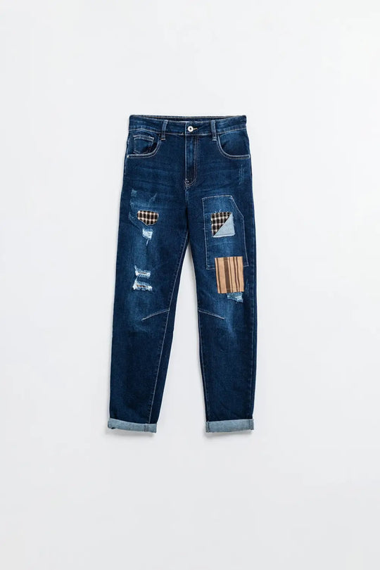 relaxed denim with patches