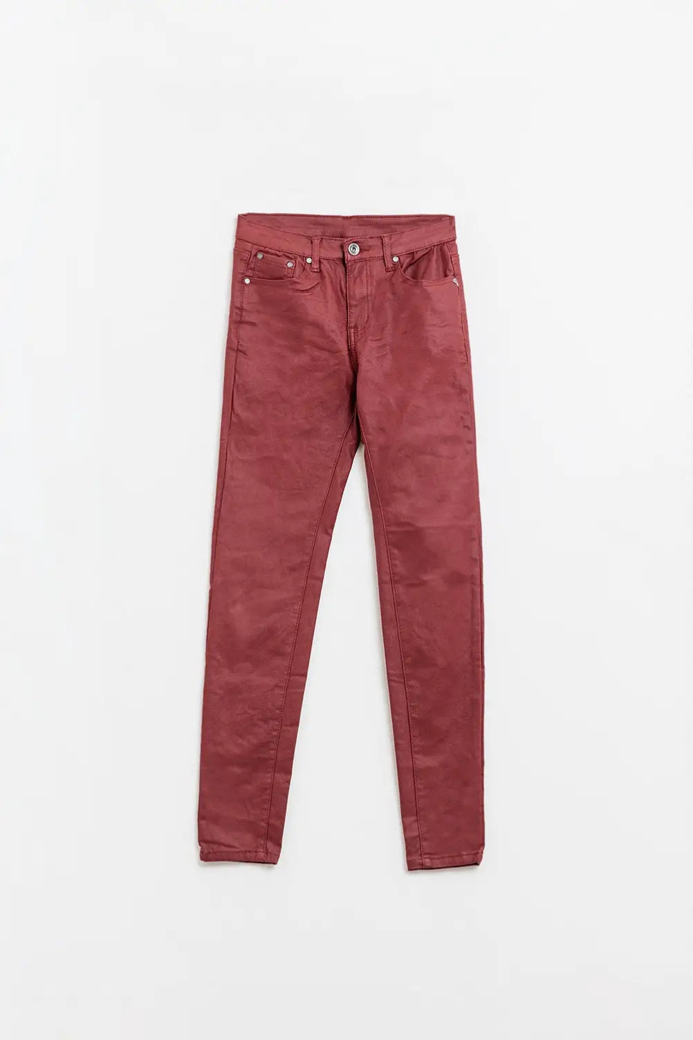 Bordeaux Faux Leather Super Skinny Pants - Pants