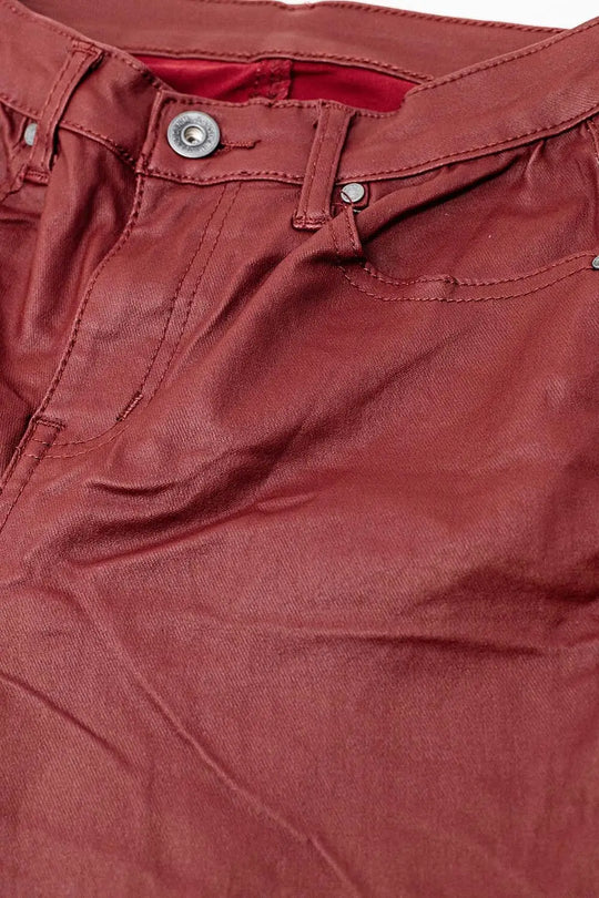 Bordeaux Faux Leather Super Skinny Pants - Pants