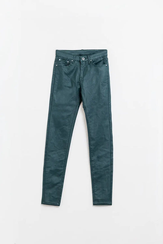 Dark Green Faux Leather Super Skinny Pants - Pants