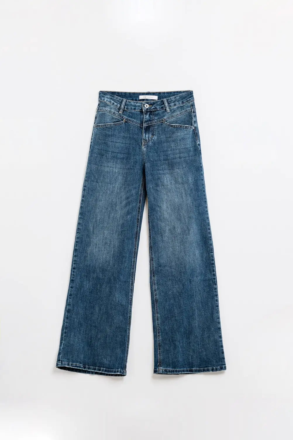 Blue Flare Jeans With Stitching Detail
