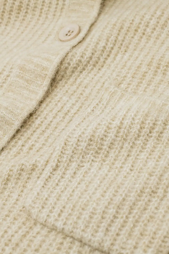 Long Ribbed Cardigan With Pockes and Hood in Cream - CREAM / ONE - Cardigans
