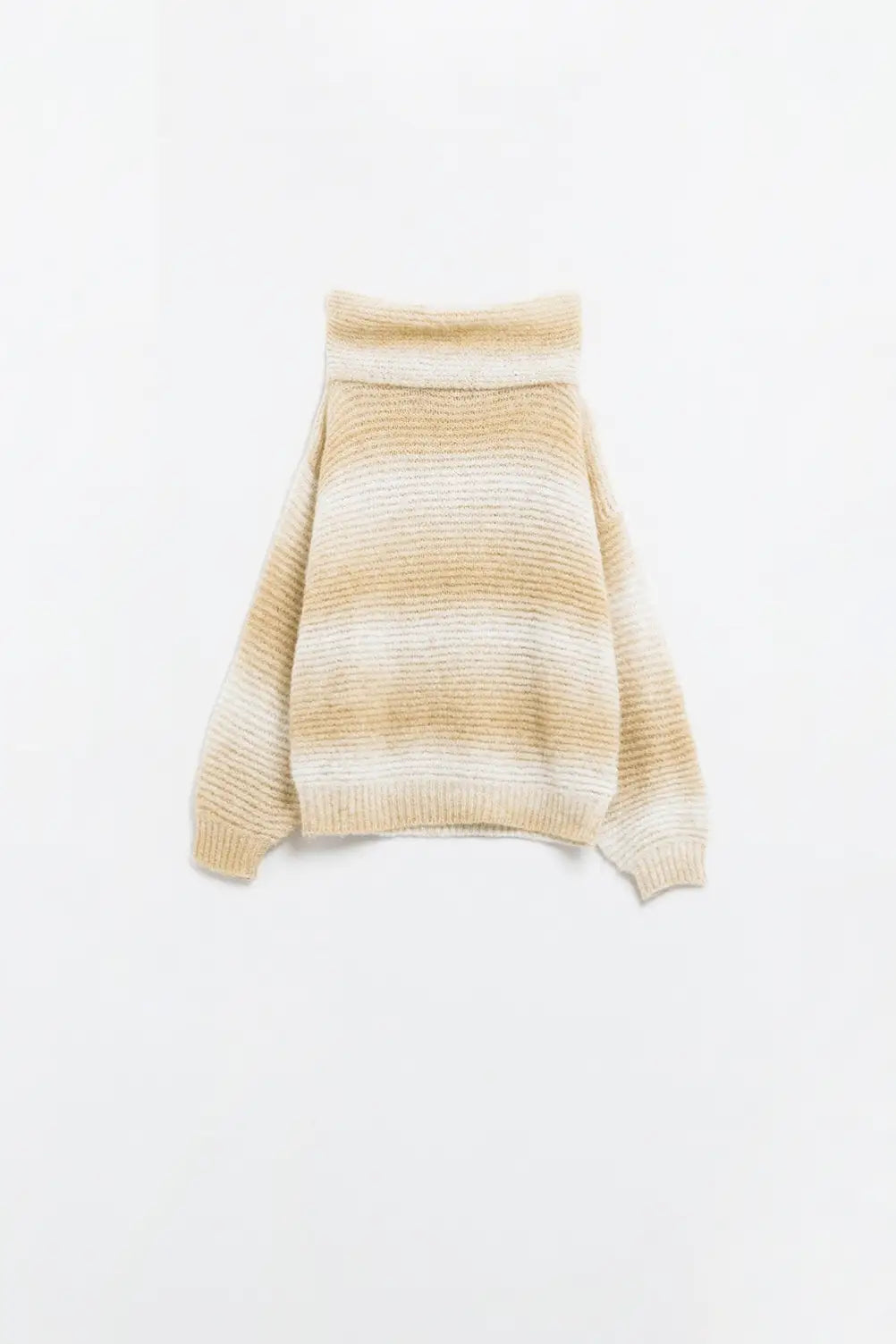 Oversized Turtleneck Comfy Sweater in Warm Neutral Tones - BEIGE / ONE - Sweaters