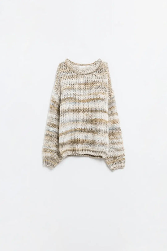 Chunky-knit sweater with marled design in beige - BEIGE / ONE - Sweaters