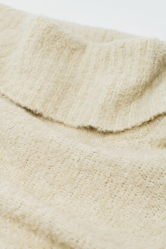 knitted fluffy boat neck sweater in cream - CREAM / ONE - Sweaters