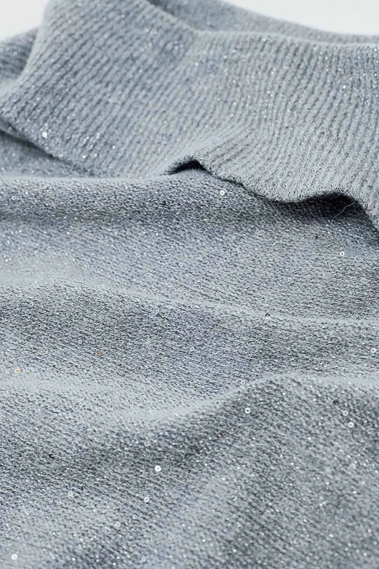 Grey boat neck sweater with sequins - GRAY / ONE - Sweaters
