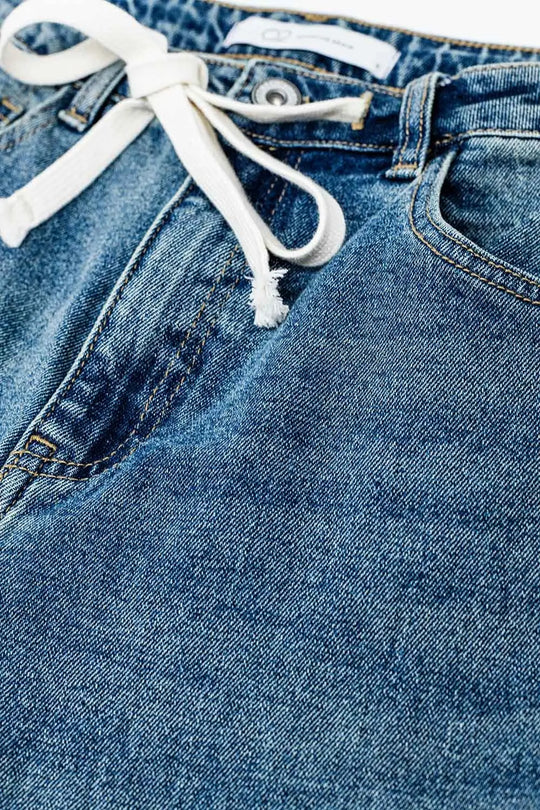 Straight Blue Jean With Drawstring