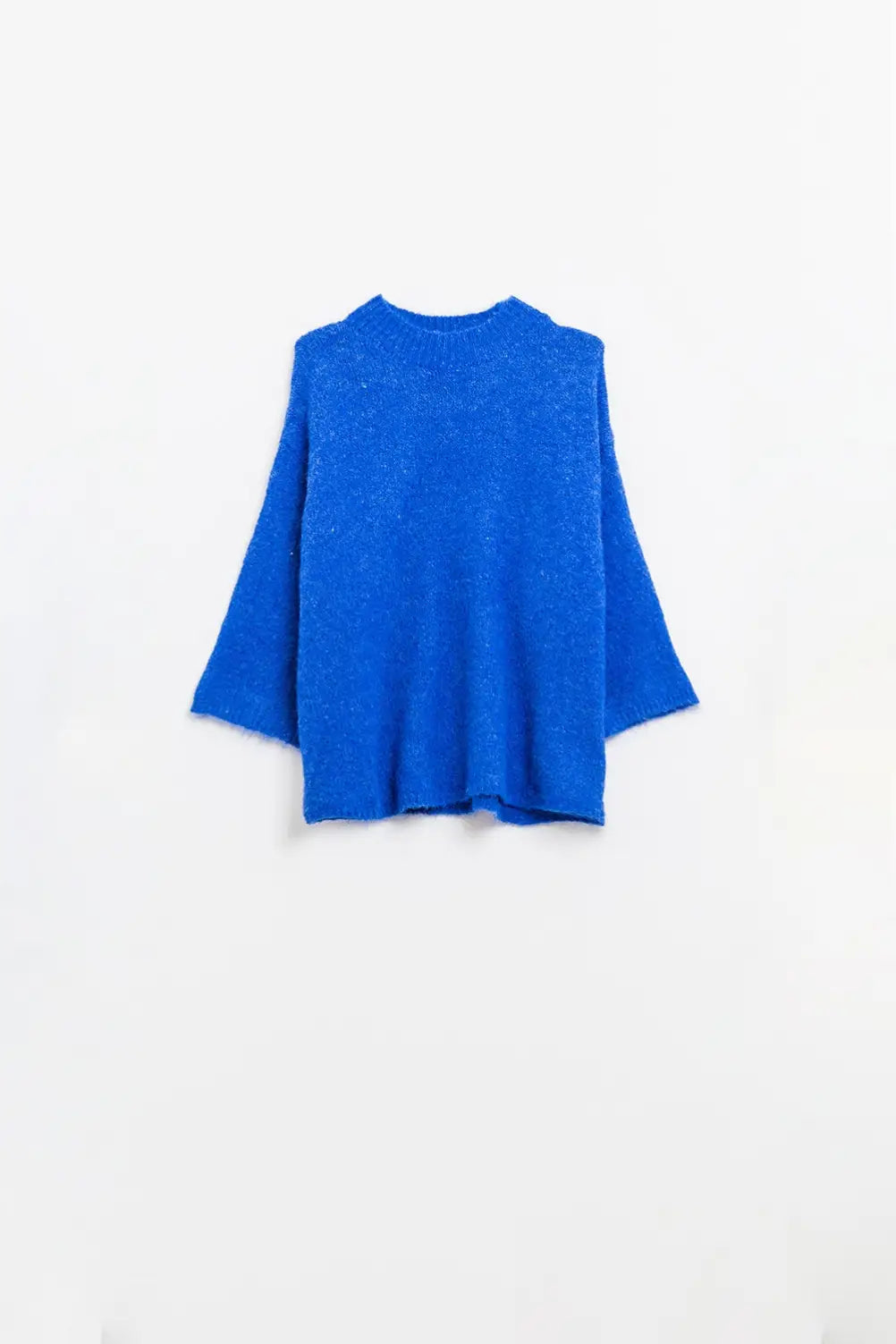 Relaxed sweater with french sleeve and crewneck in blue ink - Sweaters
