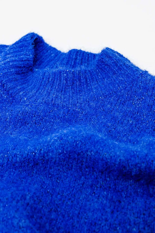 Relaxed sweater with french sleeve and crewneck in blue ink - Sweaters