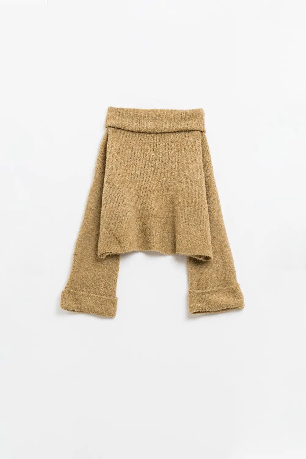 soft knitted high neck sweater in camel color - BEIGE / ONE - Sweaters