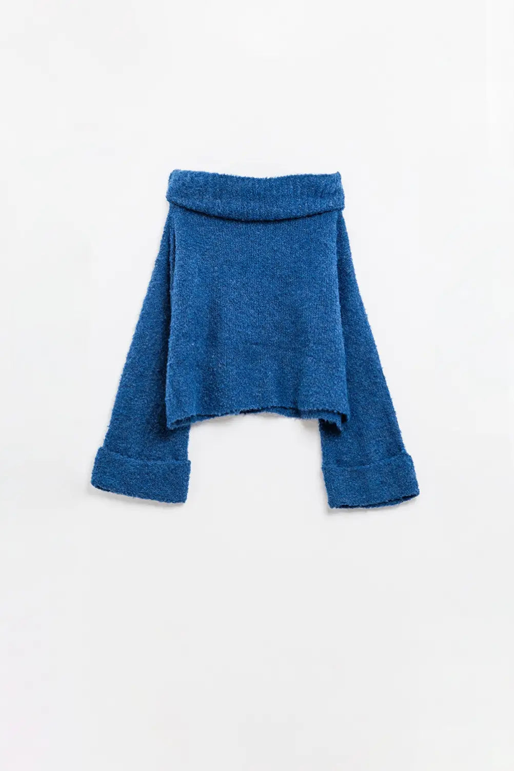 soft knitted high neck sweater in blue color - BLUE / ONE - Sweaters