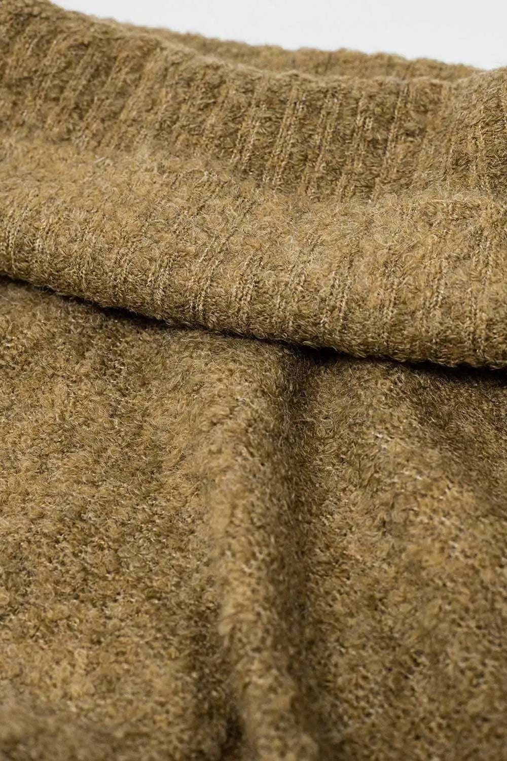 knitted fluffy boat neck sweater in beige - BEIGE / ONE - Sweaters