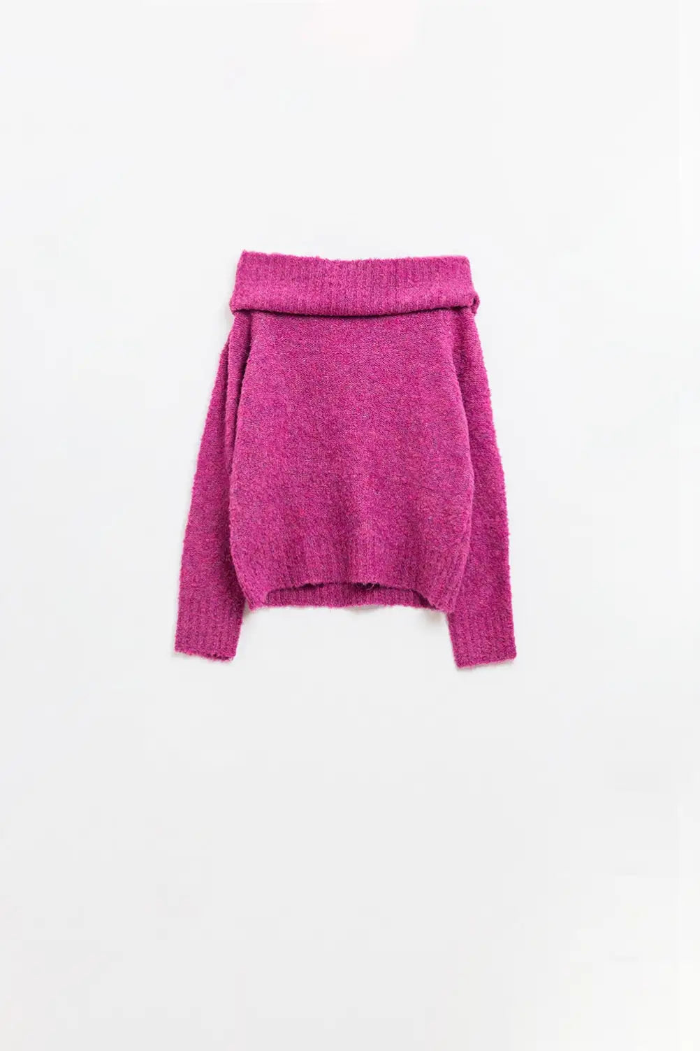 knitted fluffy boat neck sweater in fucsia - FUCHSIA / ONE - Sweaters