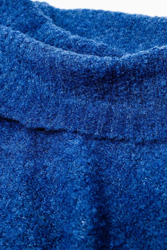 knitted fluffy boat neck sweater in blue - BLUE / ONE - Sweaters