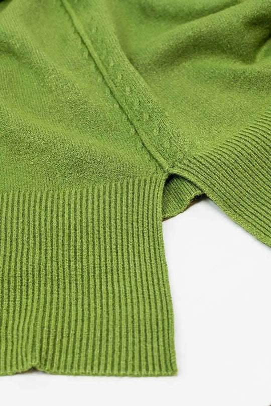Loose green sweater with opening in the back - GREEN / ONE - Sweaters