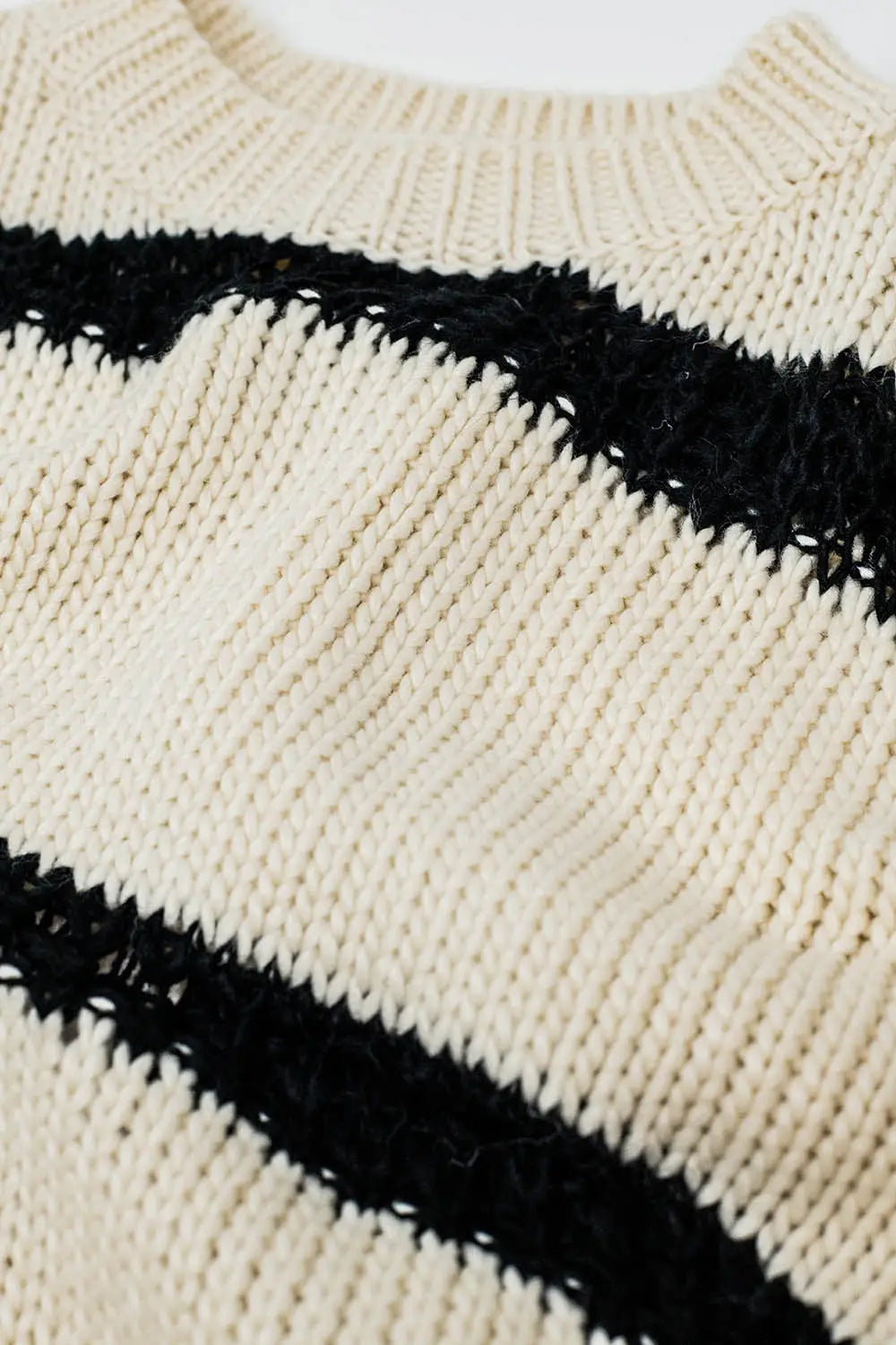 Relaxed beige jumper with black stripes - CREAM / ONE - Sweaters