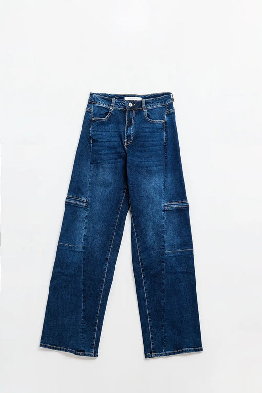 High Waist Wide Leg Jeans with Side Pockets