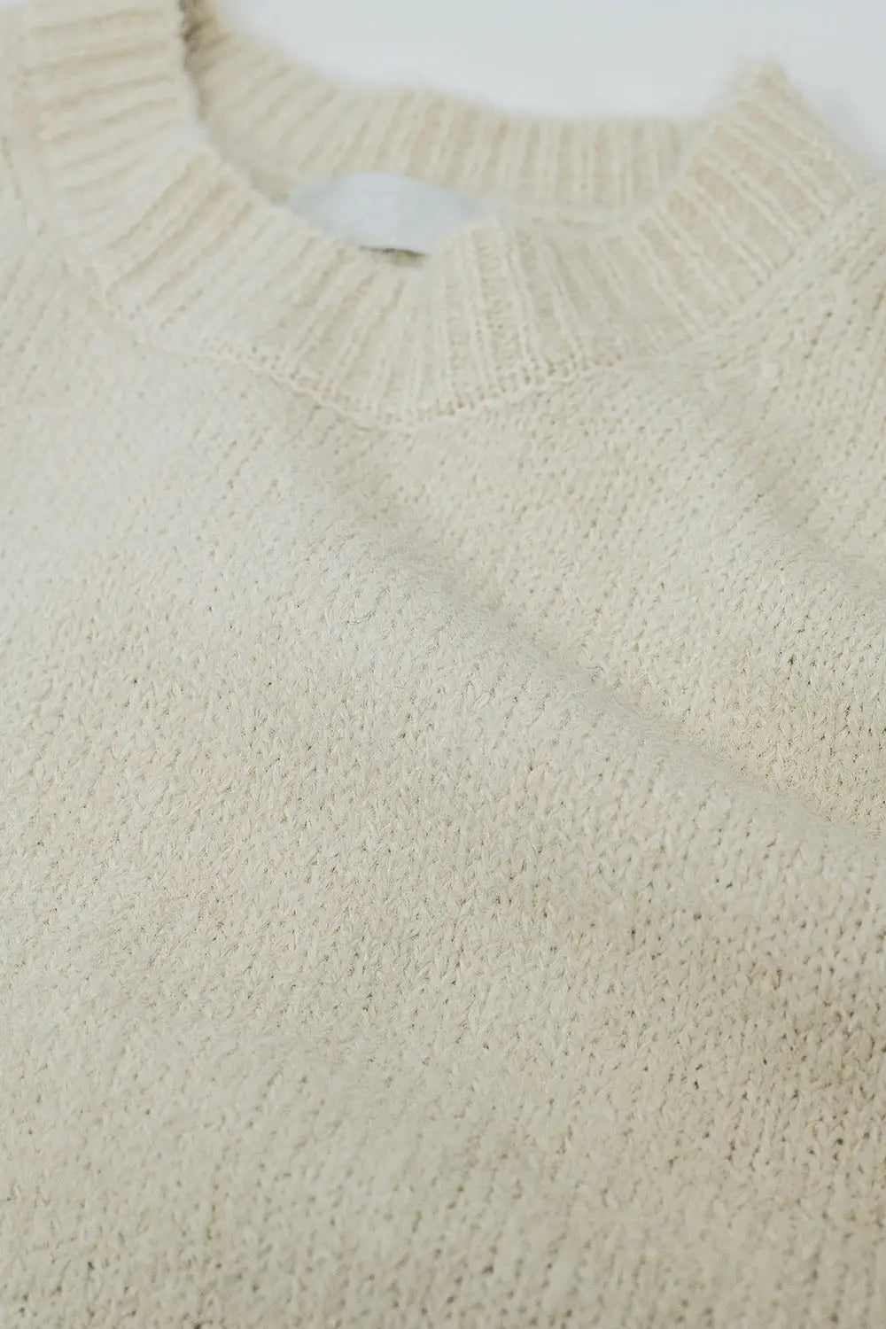 Cozy Basic Crew Neck Knitted Sweater in Cream - Sweaters