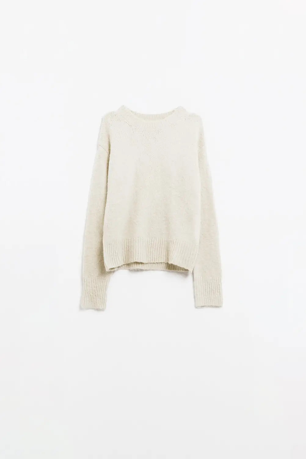 Cozy Basic Crew Neck Knitted Sweater in Cream - Sweaters