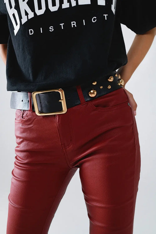 Bordeaux Faux Leather Super Skinny Pants - Pants