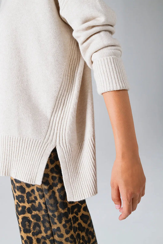 Beige Long Sleeves Sweater With Sequins on The Shoulders - BEIGE / ONE - Sweaters