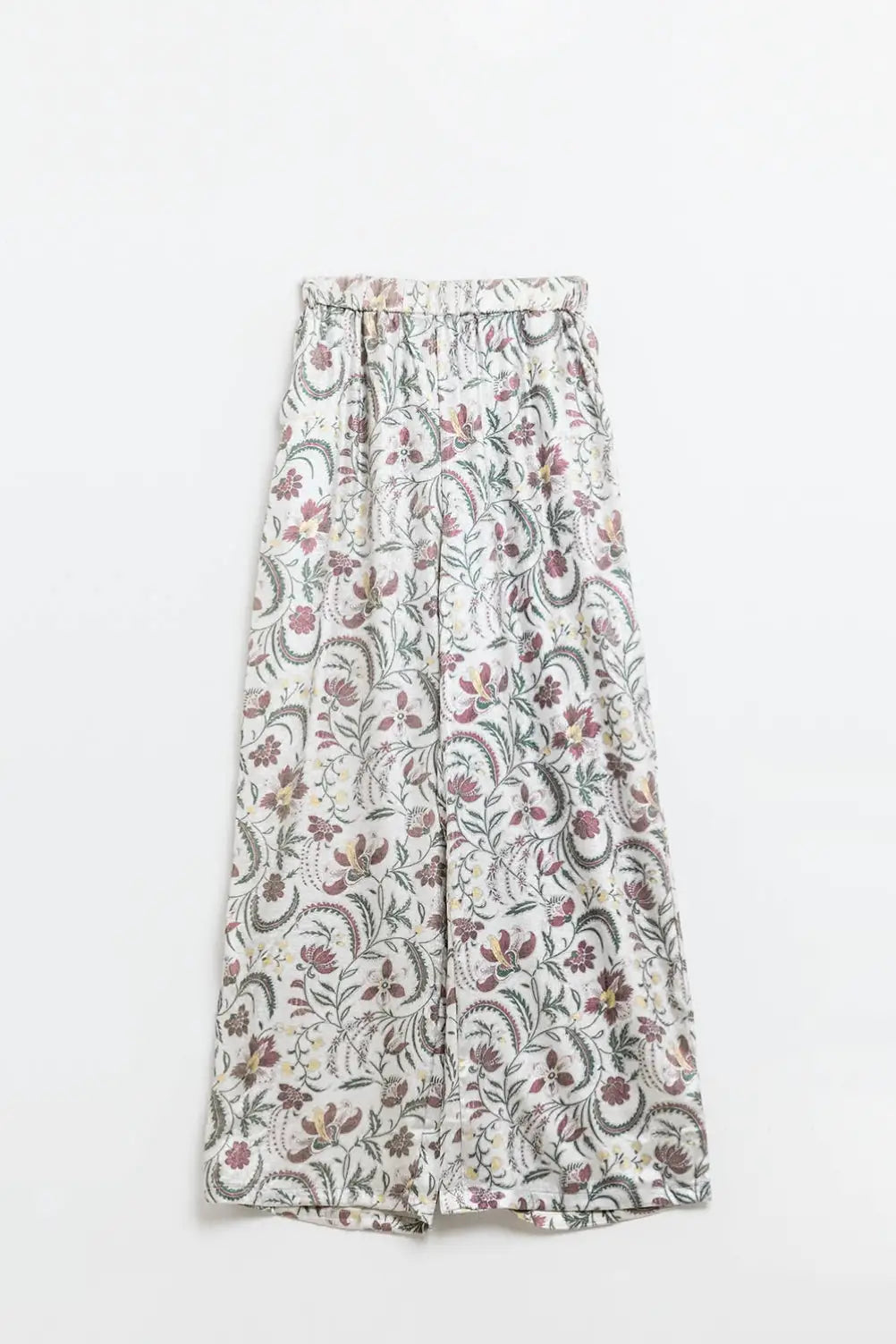 gray flower printed satin pants - Pants