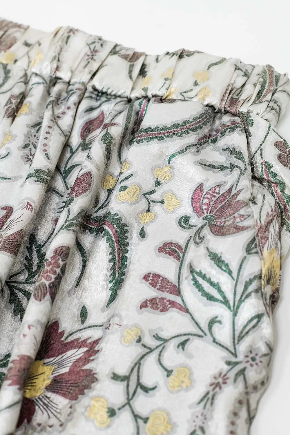 gray flower printed satin pants - Pants