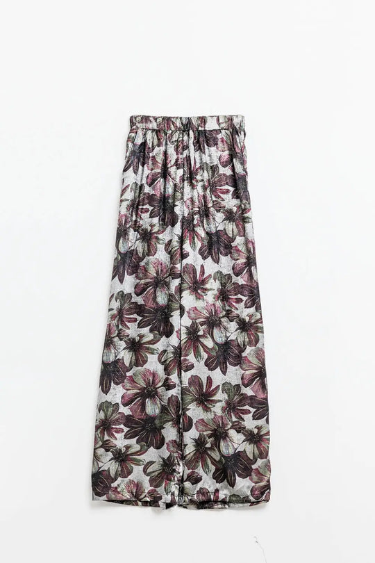 wide-leg pants in floral print - Pants