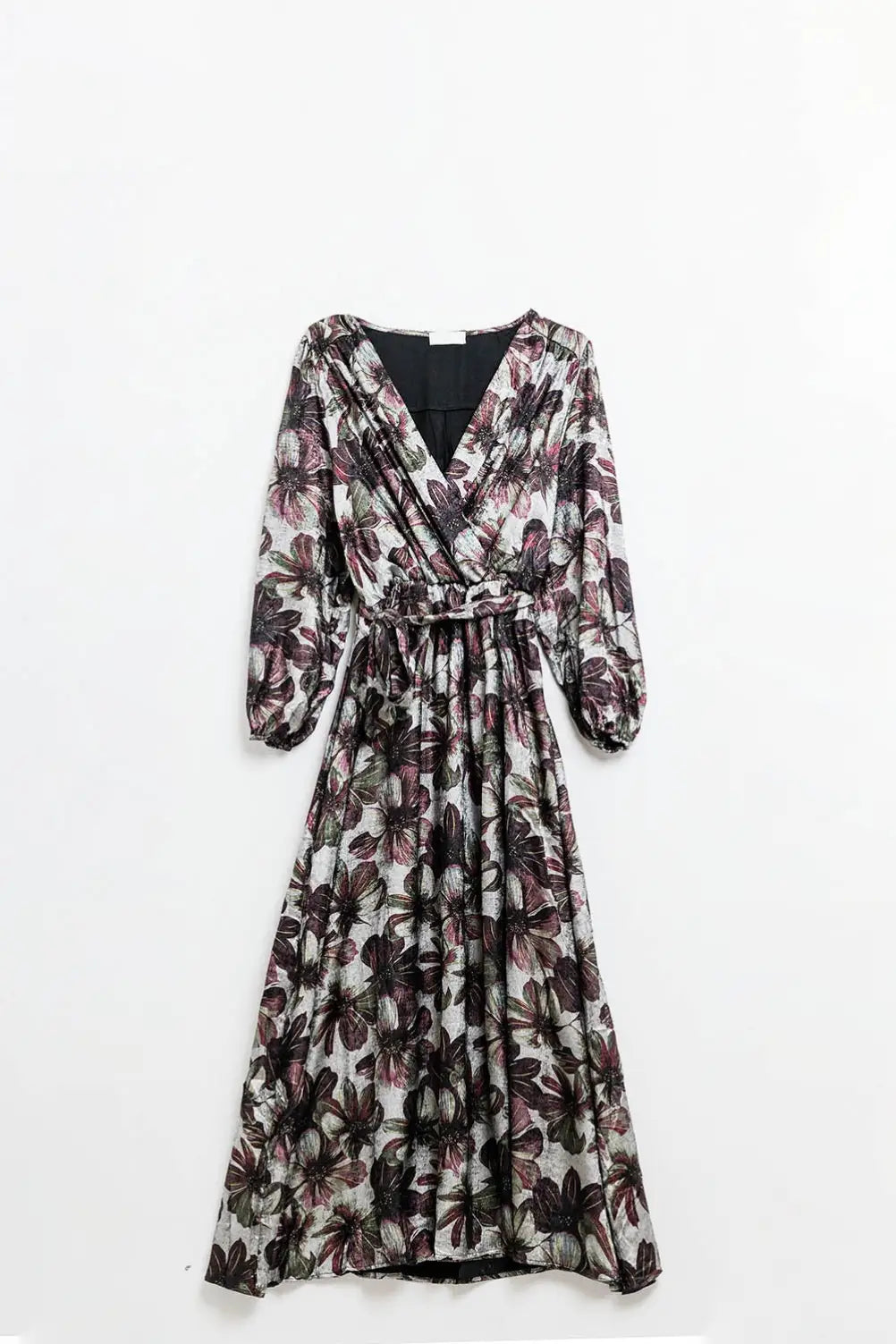 maxi dress with metallic effect flower print - Dresses