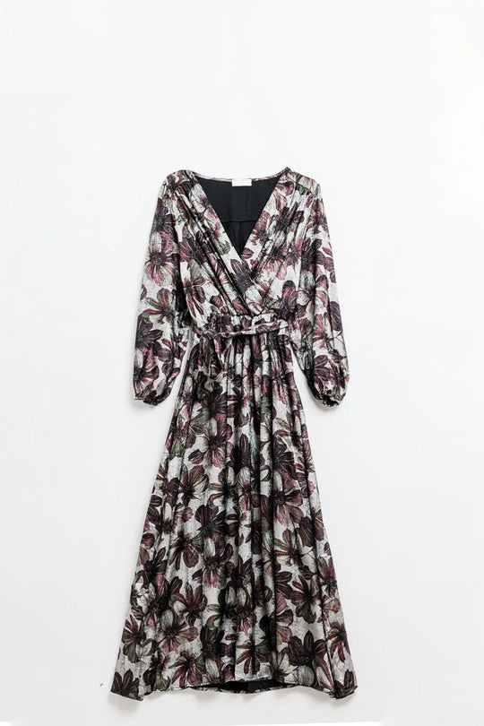 maxi dress with metallic effect flower print - Dresses
