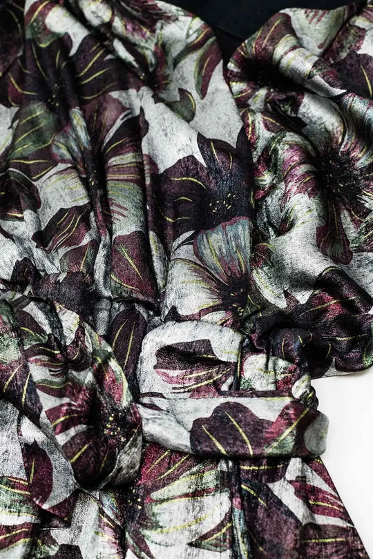 maxi dress with metallic effect flower print - Dresses