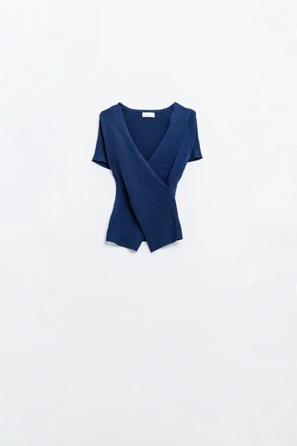 Navy sweater with crossed front and V-neck - Sweaters