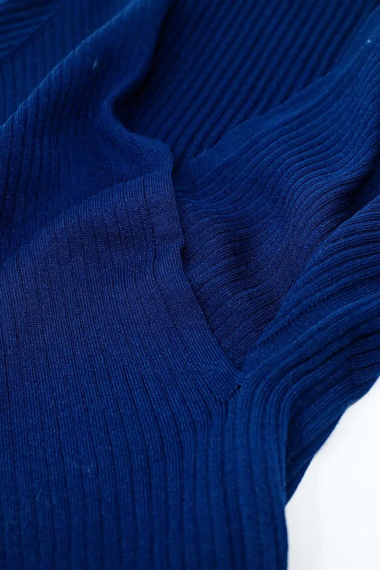 Navy sweater with crossed front and V-neck - Sweaters