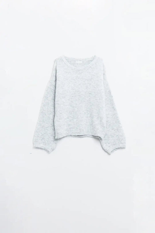 Cozy Balloon Sleeve Sweater in light grey - Sweaters